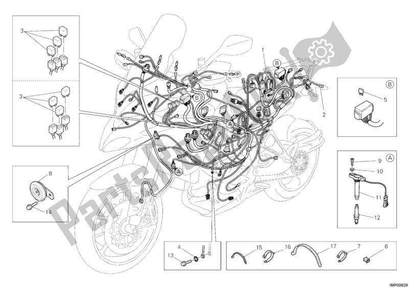 Tutte le parti per il Cablaggio Elettrico del Ducati Multistrada 1200 ABS USA 2010